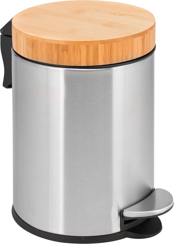 Poubelle inox et bambou