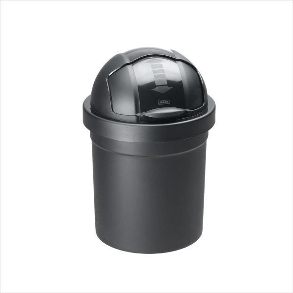 Poubelle plastique noire avec couvercle coulissant