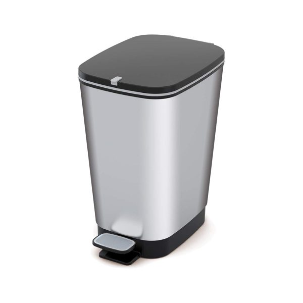 Poubelle salle de bain argent ouverte