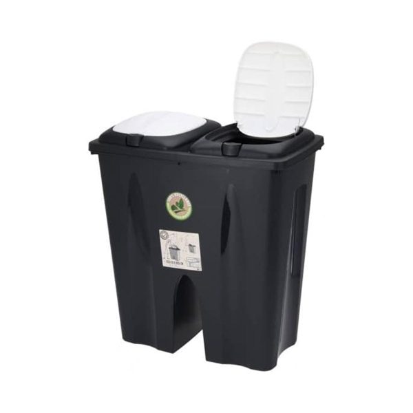 Poubelle double compartiment noir