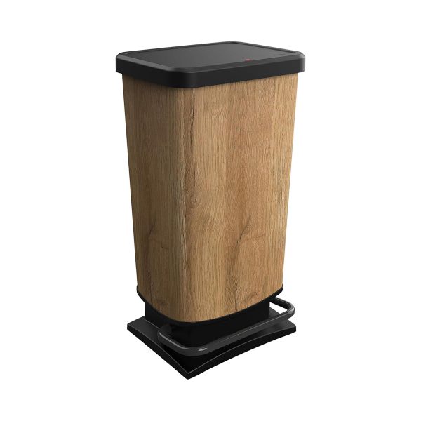 Poubelle bois design avec couvercle noir