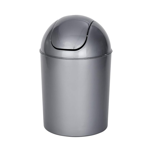 Poubelle toilette grise 6L avec couvercle