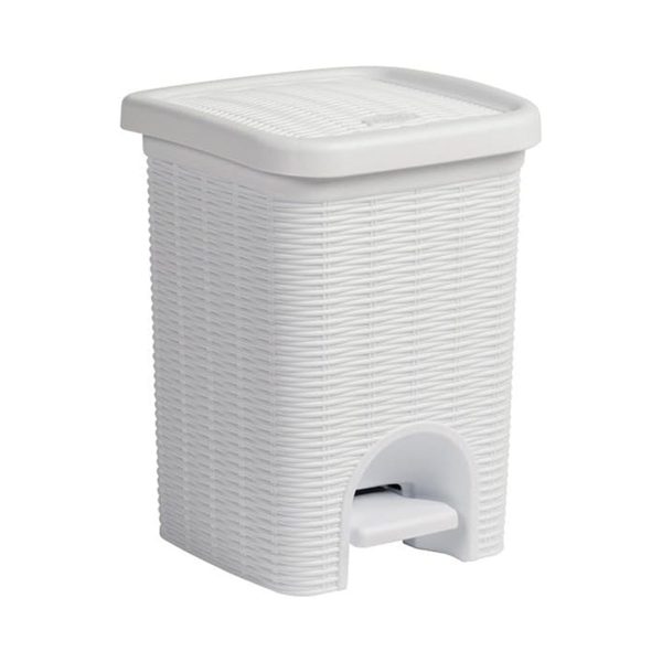 Poubelle en rotin blanc salle de bain